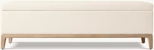 New Arrivals Contemporary Fabric End-of-Bed Handcrafted Solid <strong>Oak</strong> Wood Bedroom Furniture <strong>Storage</strong> <strong>Bench</strong> - Product Image 2
