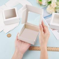 Boîtes en papier kraft blanc personnalisées avec fenêtre transparente, emballage cadeau élégant pour boulangerie, pour biscuits, gâteaux, bonbons, mariage, fête, festival