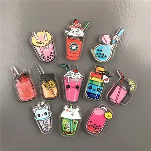 manufacturer reasonable price various mini cute digital printing clear acrylic boba tea fridge magnet souvenir for kitchen
