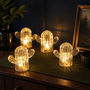 Niedliche kaktus förmige LED-Nachtlichter Transparente Acryl-<span class=keywords><strong>Mini</strong></span>-Tisch lampe für zu Hause Kinderzimmer oder Party Batterie betriebenes Plug-In - Product Image 3