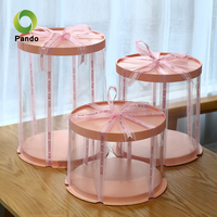 Boîtes à gâteaux écologiques personnalisées avec logo imprimé, nouveau design, boîte à gâteaux bleue avec fenêtre, vente en gros