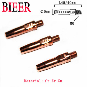 Mig Welding Conductive Nozzles M6 L45 L40 Chromium Zirconium Copper High Temperature Resistant Contact Tips For Gas Shielded - Product Image 3