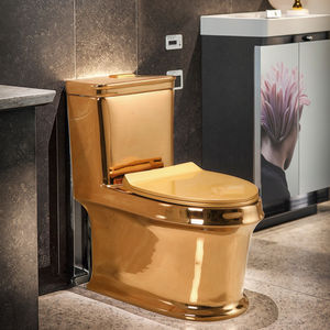 Vaso Sanitario De Ouro Lavabo de luxe en céramique dorée pour toilette Salle de bains Lavage chasse d'eau WC S-Trap Système d'alimentation en eau chaude - Product Image 5