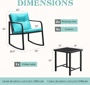 Juego de Bistró de 3 Piezas con Muebles de Mimbre y Estructura Metálica para Patio, Terraza o Porche, con Sillas y Mesa de Centro de Vidrio, Venta al Por Mayor - Product Image 4