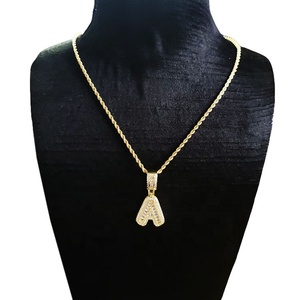 NS1394K collana a catena in corda di acciaio inossidabile per bambini con scritta in zircone carino collana con ciondolo iniziale - Product Image 3