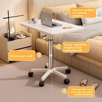 Table relevable mobile réglable en hauteur avec roulettes, bureau d'appoint multifonctionnel moderne et simple pour chambre à coucher, table d'ordinateur