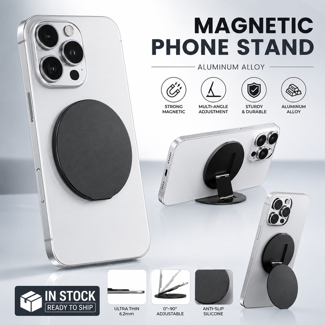Portable Magnetic Phone Grip Stand Foldable Metal Kickstand Ring Holder in Stock Wholesale OEM