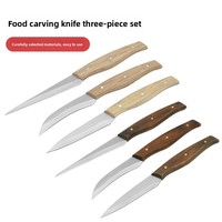 3-delige ambidextere duurzame en duurzame snijmesset met houten handvat, roestvrijstalen ontbeen-/fruitmes, koksmes voor