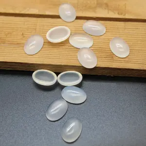 Clear White Jade Popular Oval Cabochon 10x14mm Ready to Ship White Agate