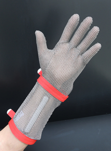15cm PPE Hand <strong>Arm</strong> protection Long <strong>Cuff</strong> Cut protection Stainless Steel Butcher Chain Mail Glove GUANTE MALLA ACERO LARGO - Product Image 2