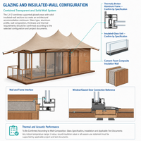 Tente de glamping familiale de luxe de 11 m avec toit en PVDF et isolation murale double vitrage pour projets hôteliers et complexes hôteliers LJ-12