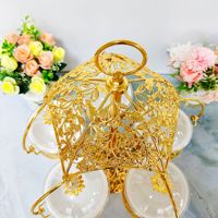Boîte à fruits créative de style européen haut de gamme avec incrustations dorées, plateau à fruits rotatif en forme de parapluie pour la décoration de la maison et des hôtels - Vente directe usine