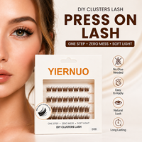 Cils en grappe faits main marron naturel pour un volume intense, faux cils auto-adhésifs