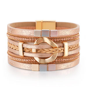 Fashion Hand-woven Design Bohemian Multi-layer Bracelet <b>Leather</b> <b>Cord</b> Bracelet Ring Woman's Bracelet - Product Image 1