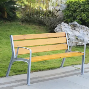 Sièges de jardin modernes en métal et bois, mobilier d'extérieur, banc de parc