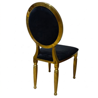 Hochwertige Schwarz-Goldene Louis Runde Edelstahl Hotel-Esszimmerstühle für Hochzeiten und Veranstaltungen