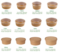 Bols en papier jetables carrés et ronds en kraft pour soupe et salade, avec couvercles, personnalisables avec logo imprimé, recyclables, 16 oz, 24 oz, 32 oz