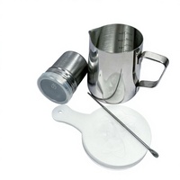 Ensemble de pichets à café double taille, 350 ml et 600 ml, en acier inoxydable, pour mousse de lait, avec graduations claires
