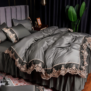 <span class=keywords><strong>New</strong></span> Phong Cách Chất Lượng Tốt Sang Trọng Ren Lụa Bộ Đồ Giường Đặt Tấm Ga Giường Comforter Bộ Đồ Giường Tấm Chăn Bìa Giường Váy Tấm Bộ - Product Image 2