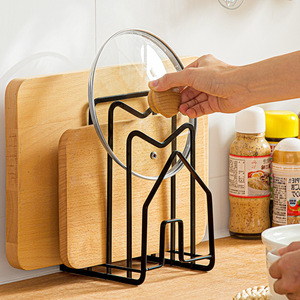 Multi Functional Kitchen <b>Pot</b> <b>Lid</b> Rack 4 Layers Black And White Storage Shelf For Kitchenware Drainer Utensil Holder - Product Image 3