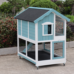 Cage à lapin en bois à motif solide, maison pour lapin, toit imperméable écologique, plateau en métal, utilisation en extérieur - Product Image 3
