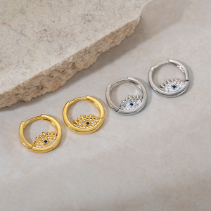 Pendientes de Aro Redondos Chapados en Oro, Joyería de Moda para Mujer, Pendientes de Oreja EKA-240 - Product Image 3