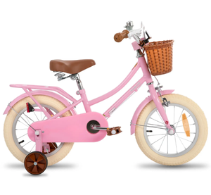 STITCH MANCHI 12-16 Zoll Kinderfahrrad mit Stahlrahmen, Korb, Federgabel und Stützrädern für 2-9 Jährige (Grün & Rosa) - Product Image 2