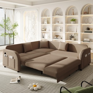 Divano <span class=keywords><strong>letto</strong></span> componibile a L imbottito da 85,1 pollici con funzione estraibile e porte USB - Product Image 4