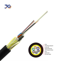Kabel Serat Optik Udara ADSS 12 Core 24 Core Rentang 100m Outdoor FRP Strength Member G652D/G655/G657 Jaket PE/HDPE/MDPE