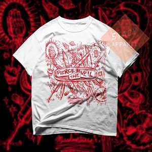 T-shirt unisexe OEM ODM Limited Pierce the Veil, inspiré du groupe PTV Misadventures, en coton lourd - Product Image 3