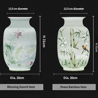 Vase en porcelaine translucide de Jingdezhen, corps fin, peint à la main, motif lotus et carpe, vase floral en céramique pour la maison, cadeau