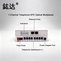 1 Saluran Port Telepon FXS/FXO dengan 2 Port Ethernet 10/100M Melalui Serat Optik dengan Antarmuka RJ11 Pcm Multiplexer
