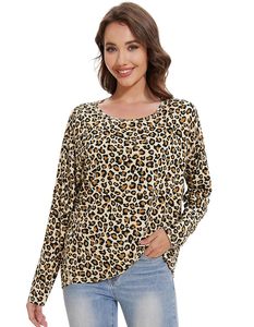 Haut décontracté pour femme en fibre de bambou, manches longues, col rond, coupe ample, lavable en machine, en stock, livraison rapide - Product Image 3