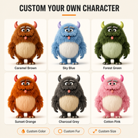 Peluche personnalisée à motif, jouet en peluche à poils longs, personnage monstre cornu pour les marchandises de la convention de bandes dessinées