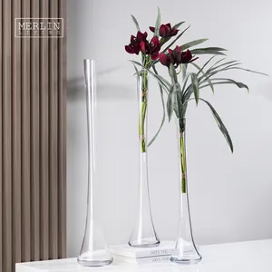 梅林生活北欧风格玻璃花瓶家居装饰透明小花玻璃花瓶家居装饰带婚礼装饰