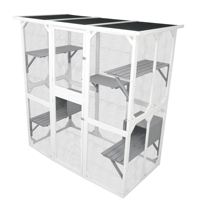 XPT069 Cage pour animaux de compagnie en bois gris moderne Maison pour chat de taille moyenne pour produit pour chat intérieur et extérieur