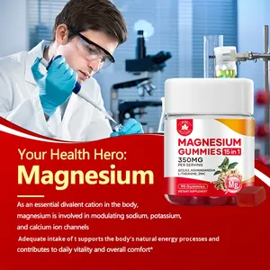 Gomme al Glicinato di Magnesio con Vitamina D3 e K2 15-in-1 per Adulti, Miglioramento della Densità Ossea, Gomme Funzionali, 90 Pezzi - Product Image 2