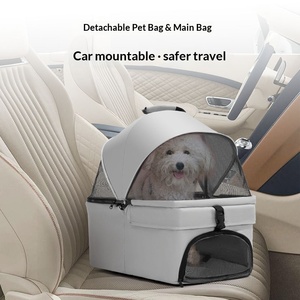 <span class=keywords><strong>Poussette</strong></span> pour animaux de compagnie pliable et portable de luxe, légère, en acier carbone écologique, 4,5 kg, avec poignée rotative à 360° et réglable, pour l'extérieur - Product Image 6