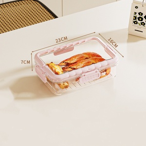 Clear 4 compartment snack container Lid and handle PP food <b>storage</b> Organizer for kitchen picnic Food <b>storage</b> organizer - Product Image 3