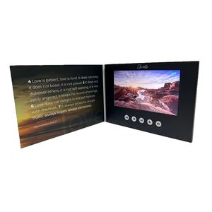 การ์ดเชิญวิดีโอพร้อมโลโก้แบบกำหนดเอง หนังสือการ์ดธุรกิจ LCD ของขวัญพร้อมหน้าจอ LCD ขนาด 7 นิ้ว เครื่องเล่น MP4 วิดีโออวยพร โบรชัวร์วิดีโอสำหรับการโฆษณา - Product Image 1