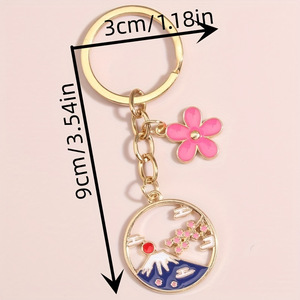 Mignon <span class=keywords><strong>cerisier</strong></span> fleurs le soleil <span class=keywords><strong>mont</strong></span> <span class=keywords><strong>Fuji</strong></span> émail porte-clés délicat coloré peint or métal bijoux cadeau pour femmes et filles - Product Image 5