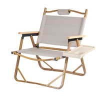 Chaise pliante d'extérieur légère et portable de haute qualité avec cadre en bois massif et en aluminium, table d'appoint pour la pêche et le pique-nique