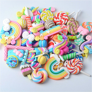 Abalorios coloridos de arcilla polimérica para decoración de teléfonos, Charms de resina con forma de piruleta, barras de arcoíris y macarrones - Product Image 1