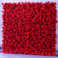 Panneau mural de fleurs de roses rouges bordeaux, toile de fond florale pour mariage, décoration de fond pour événements et photographie
