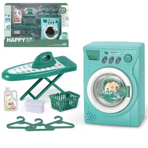 Kids Electric Power Roller Washing Machine Set Ironing Table Set Housework Home Role-Play Pretend Play Household Appliances Toys