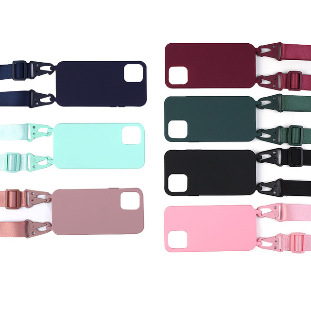 Mobile Phone Strap Detachable Black Blue Red TPU Shockproof Street Fashion Phone Case Crossbody Lanyard for 15 16 17