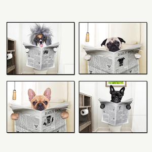 Póster de Animales, Divertido Perro Leyendo un Periódico, Pintura en Lienzo, Arte de Pared, Decoración del Hogar, Pintura de Animales sobre Lienzo - Product Image 5