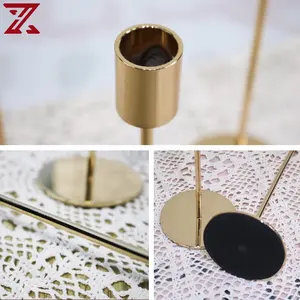 Moderne goldene schwarze stehende Kerzenhalter Metall Eisen Stick Kerzenhalter für Tisch dekoration