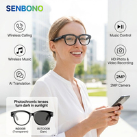 Lunettes de traduction intelligentes SENBONO M89 AI avec double caméra, enregistrement vidéo 2MP, photographie, étanches IPX5, assistant IA, batterie 290mAh