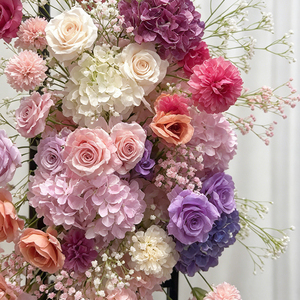 Romantic Multi-Tone Pink Purple Full Wedding Arch <b>Flower</b> Set <b>Artificial</b> Floral Arrangement for Complete Wedding Backdrop - Product Image 2